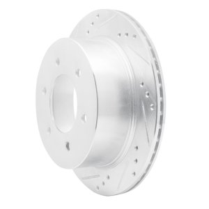 Mitsubishi Montero Brake Rotor (1) - Rear Left - R1 Concepts - Drilled & Slotted - Silver - `15-`17